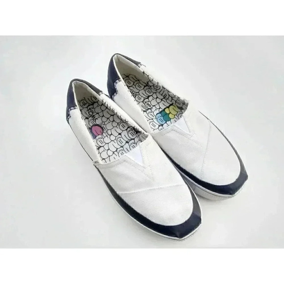 Toms Alpargata Boardwalk Womens Loafer Flats Size 9. 5 White Black Canvas - Picture 1 of 5